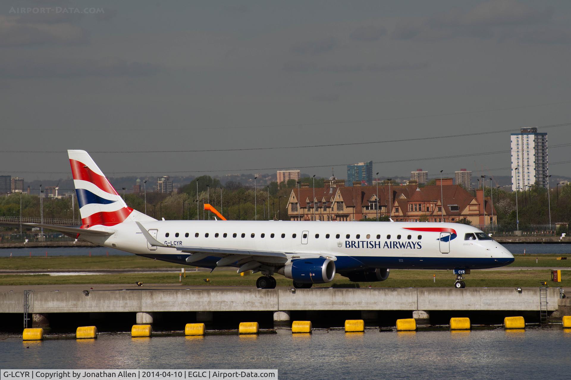 G-LCYR, 2012 Embraer 190SR (ERJ-190-100SR) C/N 19000563, Preparing to depart from London City Airport.