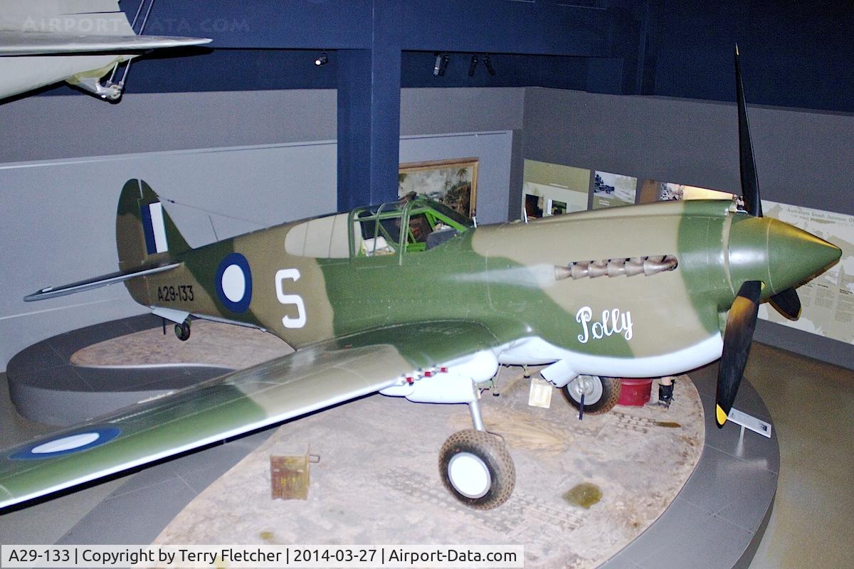 A29-133, 1942 Curtiss P-40E Kittyhawk 1A C/N 18605, Displayed at Australia National War Museum in Canberra ACT