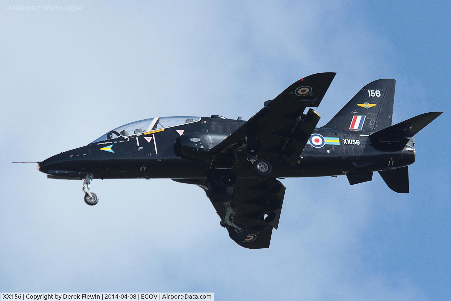 XX156, 1977 Hawker Siddeley Hawk T.1 C/N 002/312002, Hawk T.1, Coded 156.  of 208 Squadron on short finals for runway 31 at EGOV.