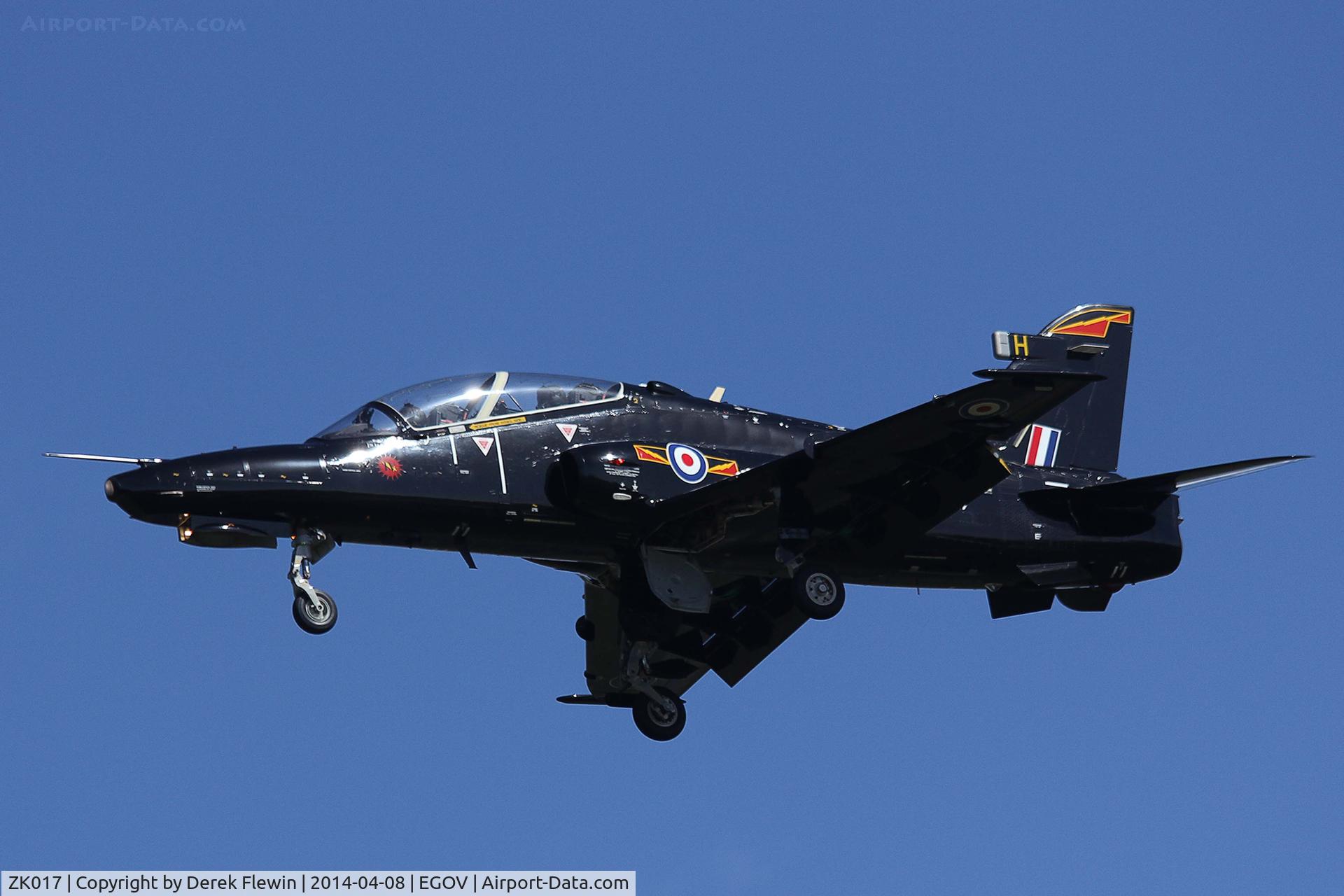 ZK017, 2008 British Aerospace Hawk T2 C/N RT008/1246, Hawk T.2 Coded H, of 4(R) Squadron on short finals for runway 31 at EGOV.