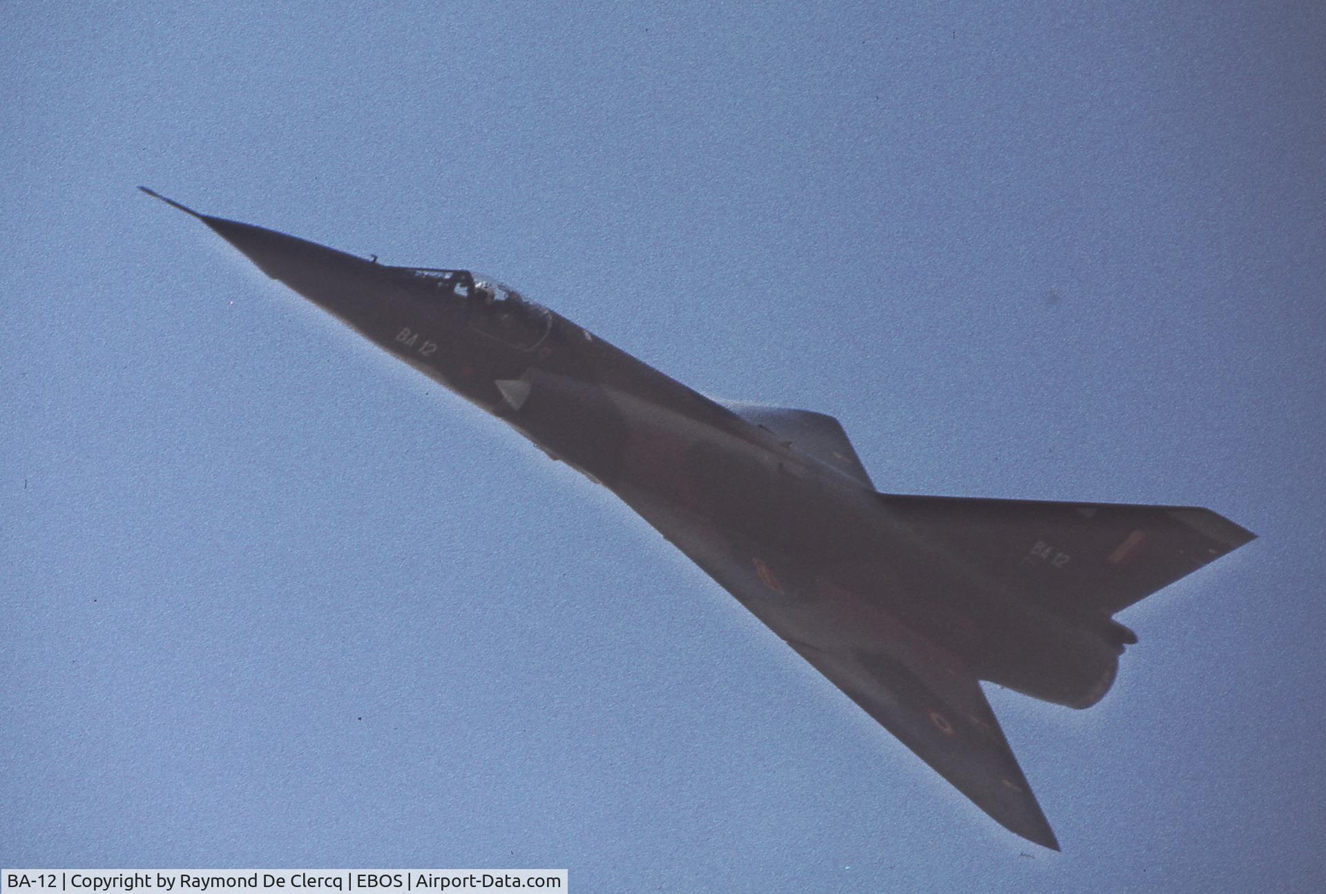 BA-12, 1970 Dassault Mirage 5BA C/N 012, Airshow Ostend,Summer 1975.  Aircraft crashed at Bertrix on 15-09-1975.