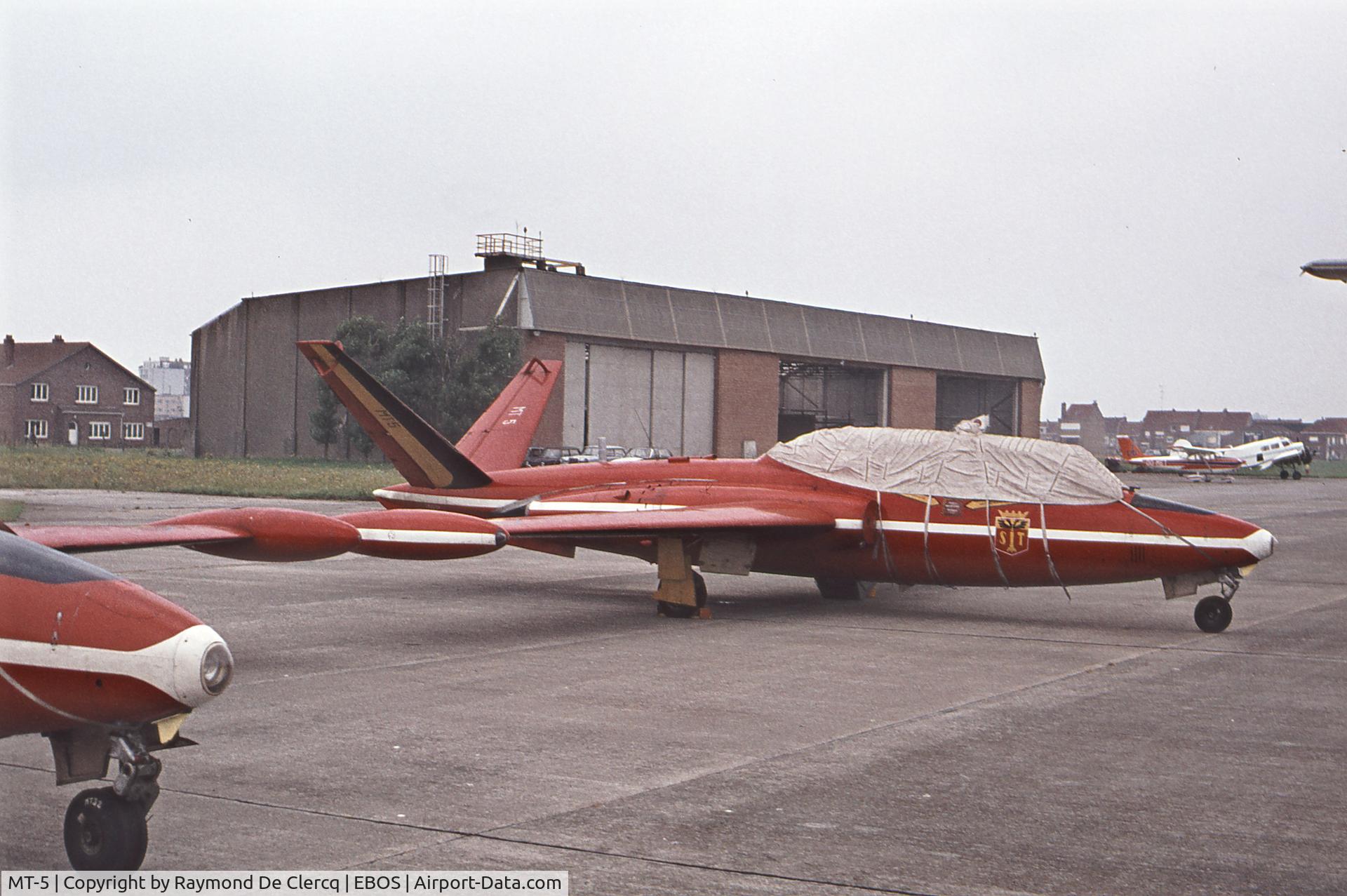 MT-5, 1960 Fouga CM-170R Magister C/N 262, Airshow Ostend 1975.  Sold in USA as N216DM in 1980.