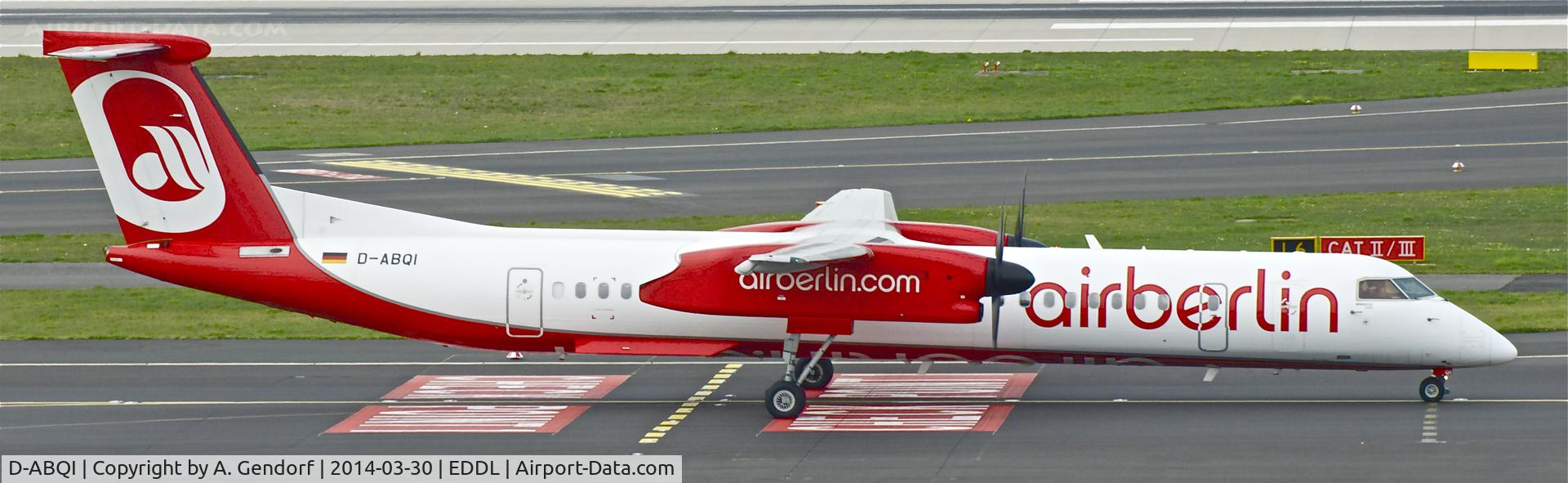 D-ABQI, 2009 De Havilland Canada DHC-8-402Q Dash 8 C/N 4264, Luftfahrtgesellschaft Walter (Air Berlin cs.), seen here at Düsseldorf Int'l(EDDL)