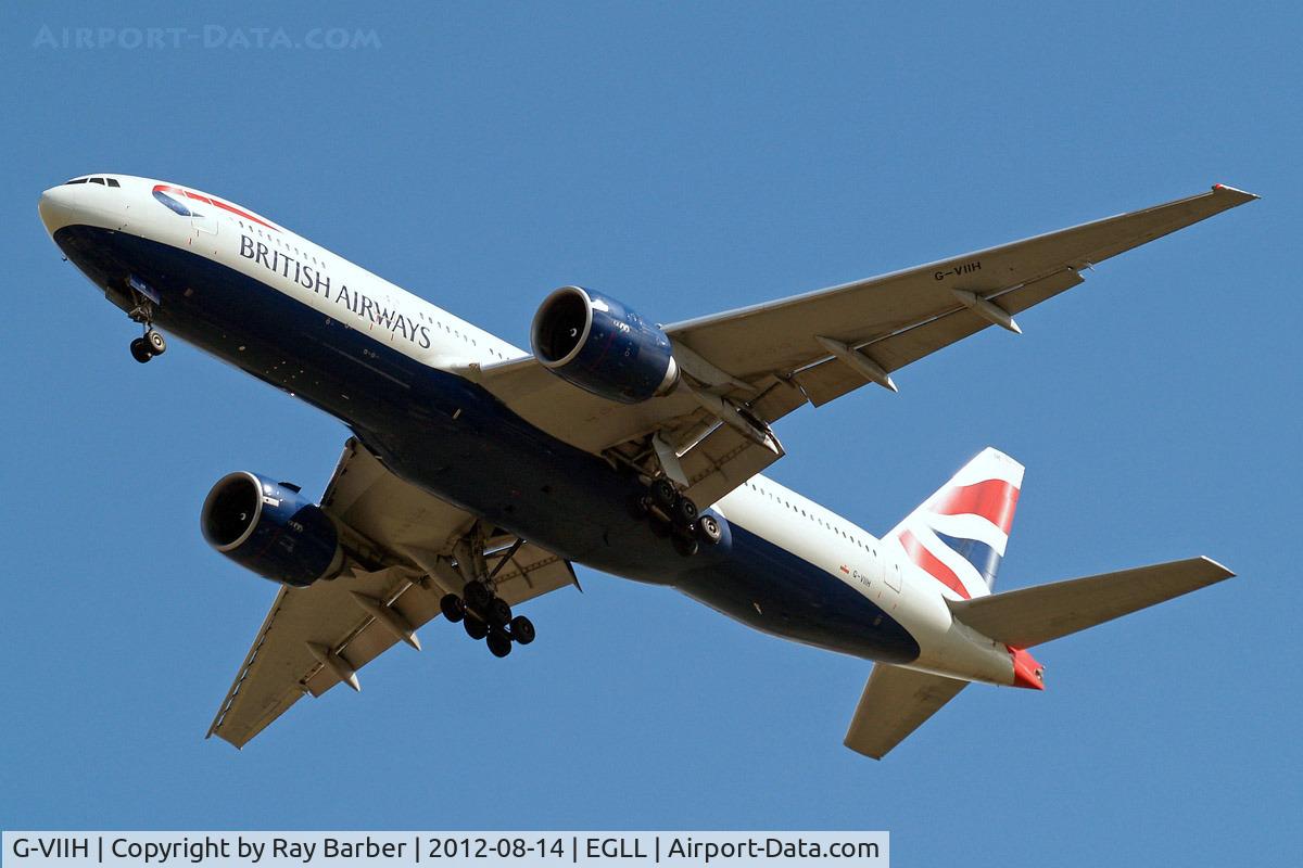 G-VIIH, 1997 Boeing 777-236 C/N 27490, Boeing 777-236ER [27490] (British Airways) Home~G 14/08/2012. On approach 27R.