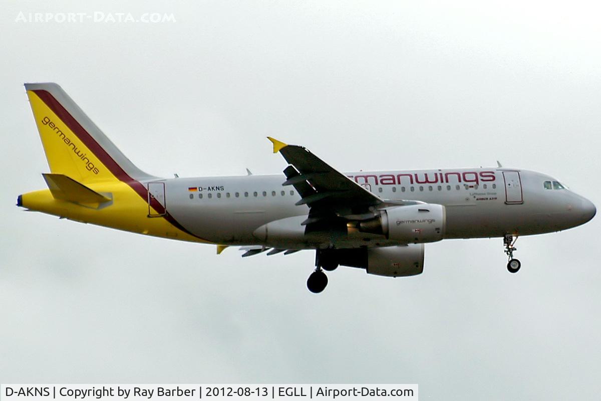 D-AKNS, 2000 Airbus A319-112 C/N 1277, Airbus A319-112 [1277] (German Wings) Home~G 13/08/2012. On approach 27L.