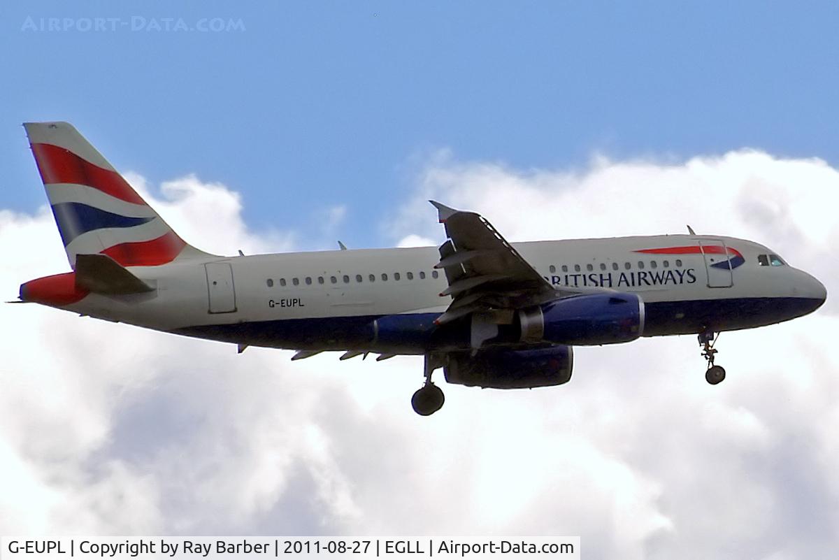 G-EUPL, 2000 Airbus A319-131 C/N 1239, Airbus A319-131 [1239] (British Airways) Home~G 27/08/2011. On approach 27L.