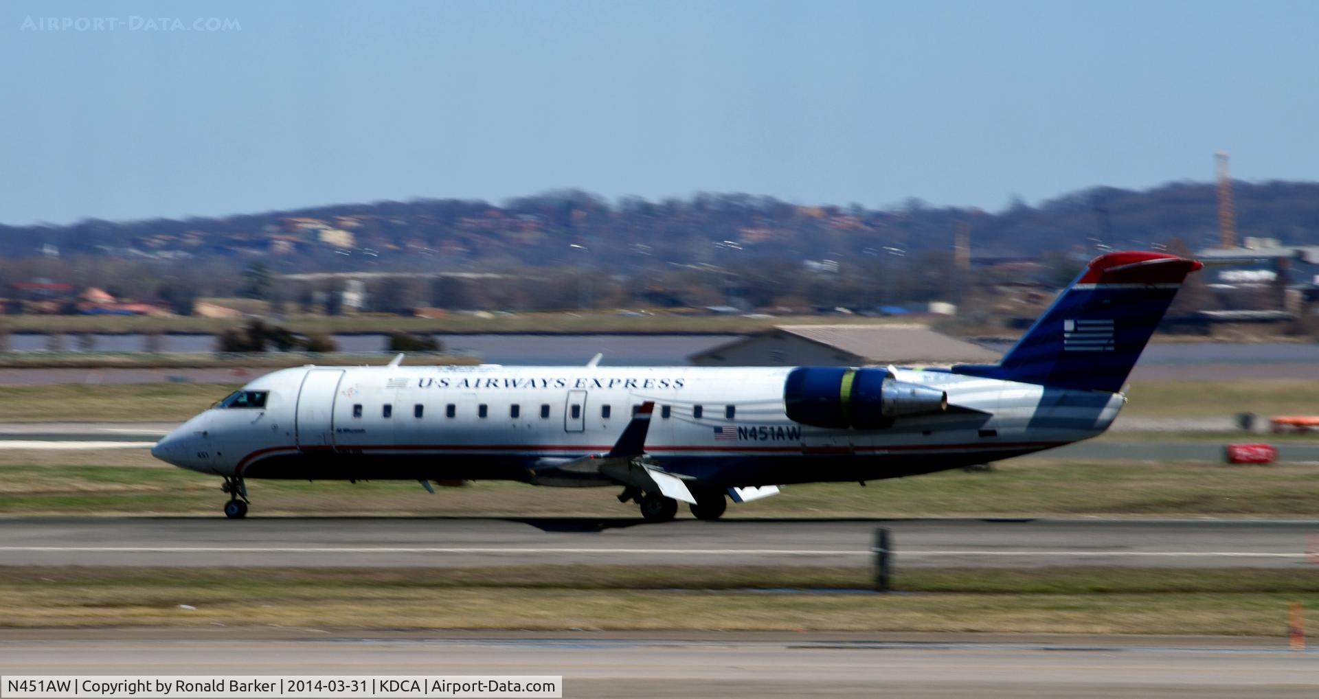 N451AW, 2003 Bombardier CRJ-200LR (CL-600-2B19) C/N 7832, Landing roll National