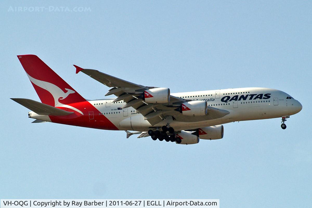 VH-OQG, 2009 Airbus A380-842 C/N 047, Airbus A380-841 [047] (QANTAS) Home~G 27/06/2011. On approach 27L