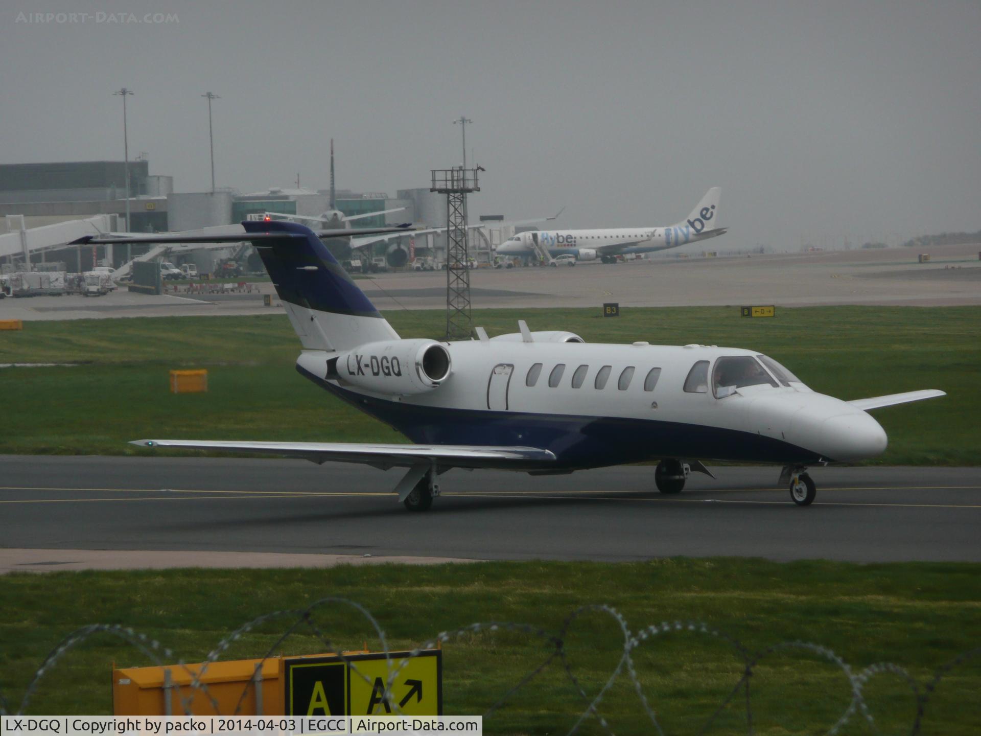 LX-DGQ, 2004 Cessna 525A CitationJet CJ2 C/N 525A-0200, taxing from the (OCS-RAMP) for take off