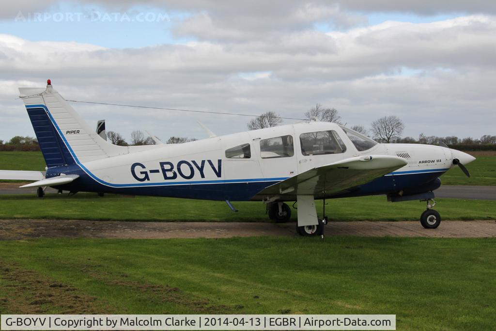 G-BOYV, 1977 Piper PA-28R-201T Turbo Cherokee Arrow III C/N 28R-7703014, Piper PA-28R-201T at The Real Aeroplane Club's Early Bird Fly-In, Breighton Airfield, April 2014.