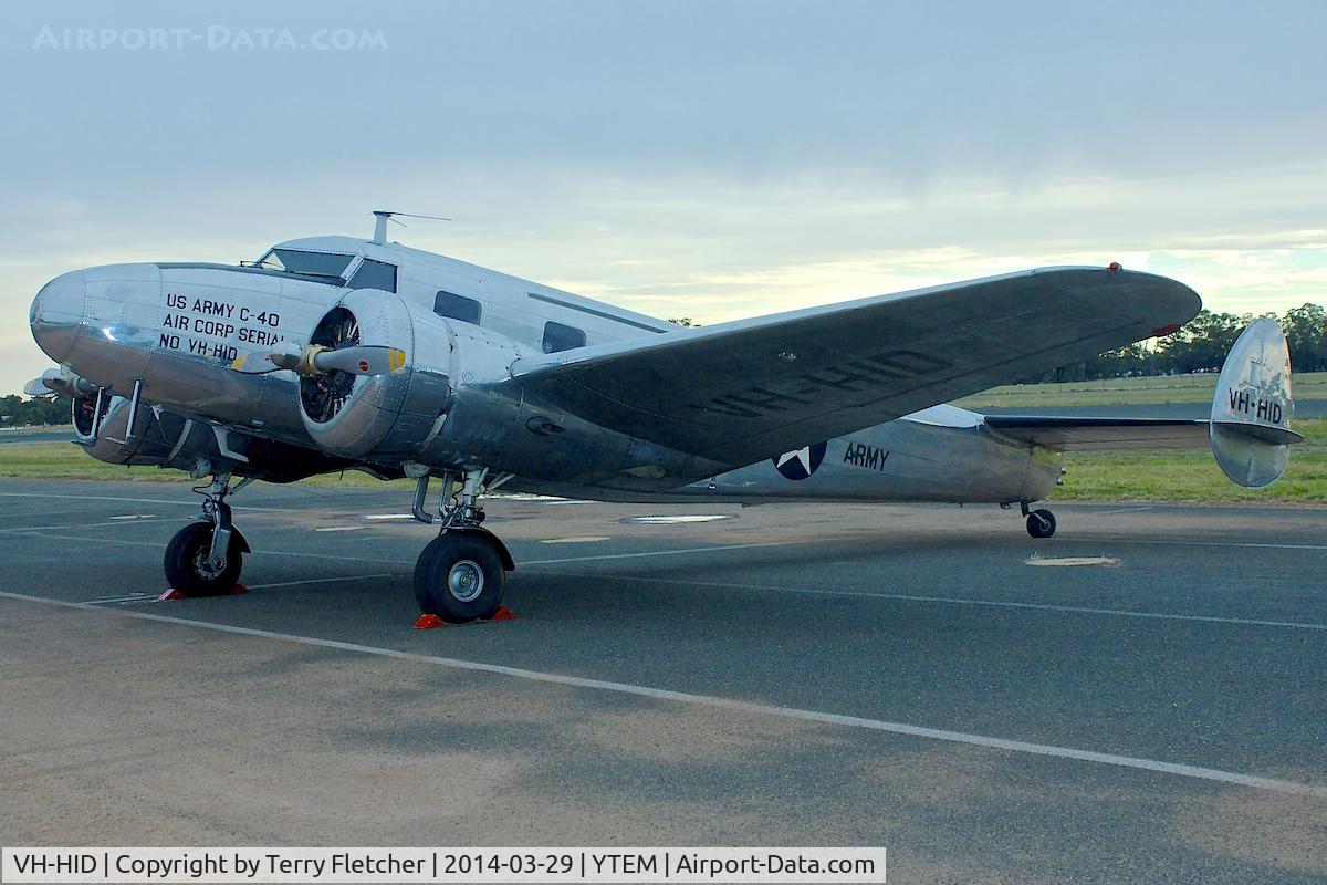 VH-HID, 1937 Lockheed 12A Electra Junior C/N 1262, At Temora Airport during the 40th Anniversary Fly-In of the Australian Antique Aircraft Association