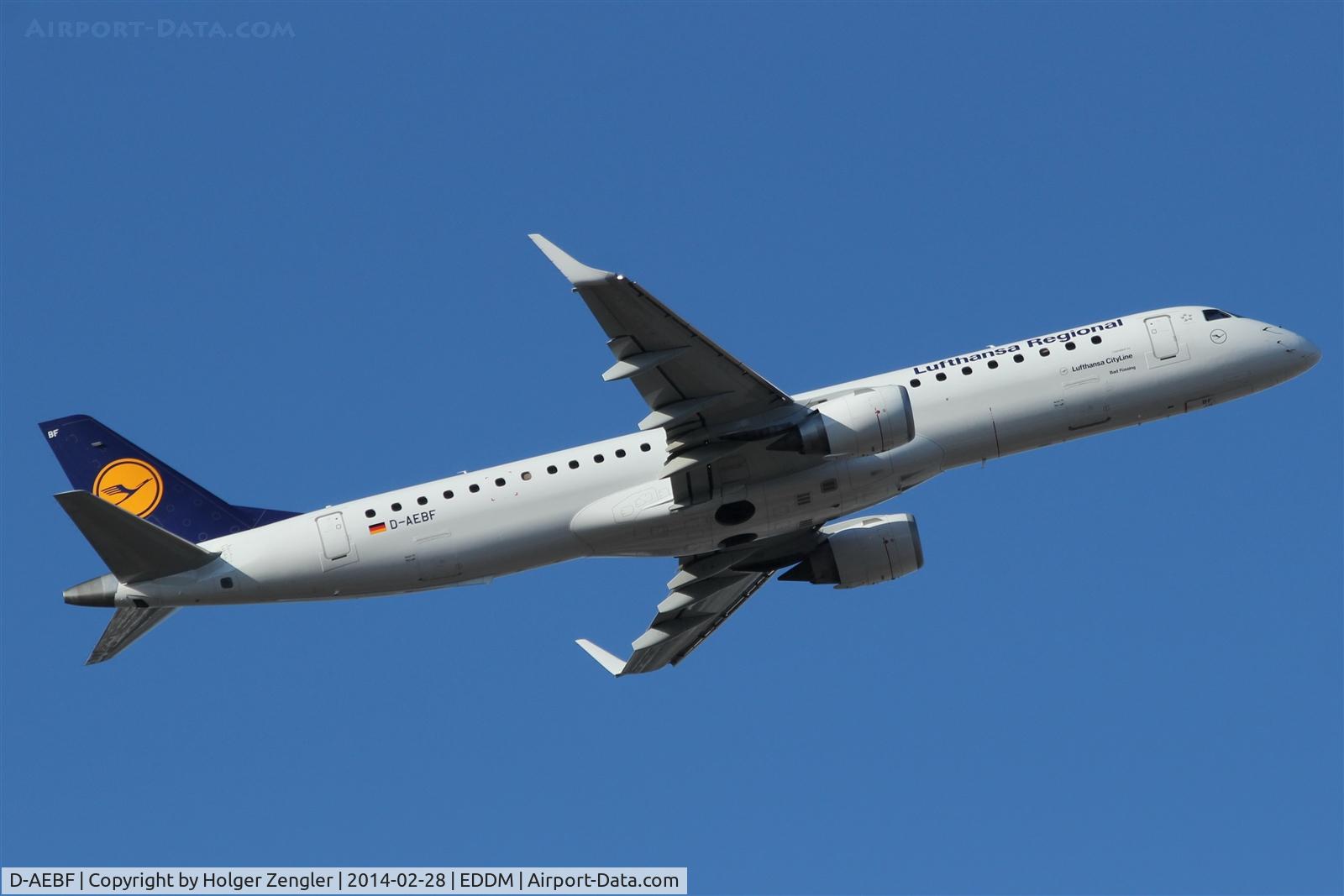 D-AEBF, 2011 Embraer 195LR (ERJ-190-200LR) C/N 19000411, Replacement equipment for Lufthansa´s old and tired B733 and 735 is leaving MUC.....