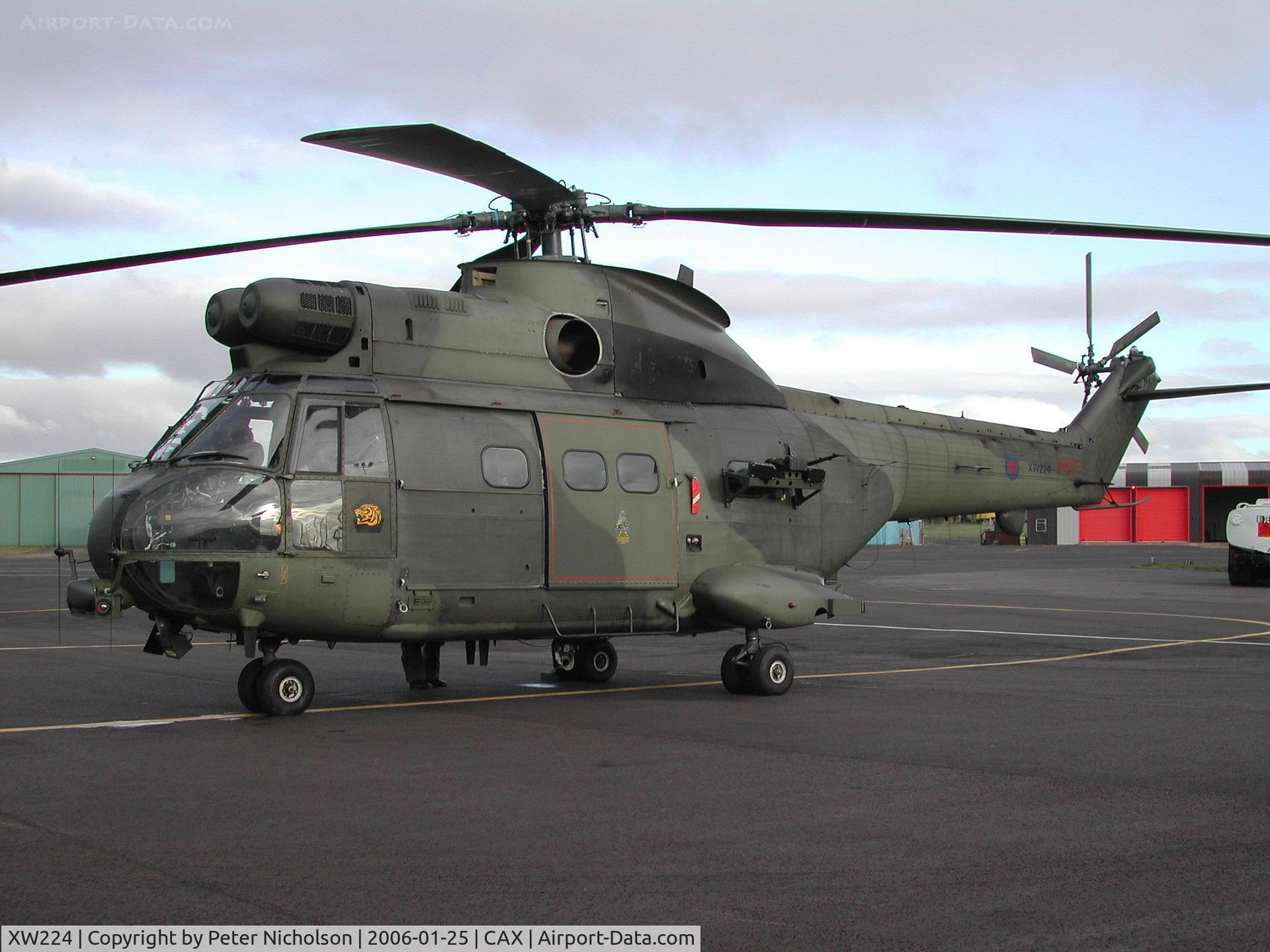 XW224, 1972 Westland Puma HC.1 C/N 1166, Puma HC.1, Callsign Vortex 001, of 230 Squadron at RAF Aldergrove on a visit to Carlisle in January 2006.
