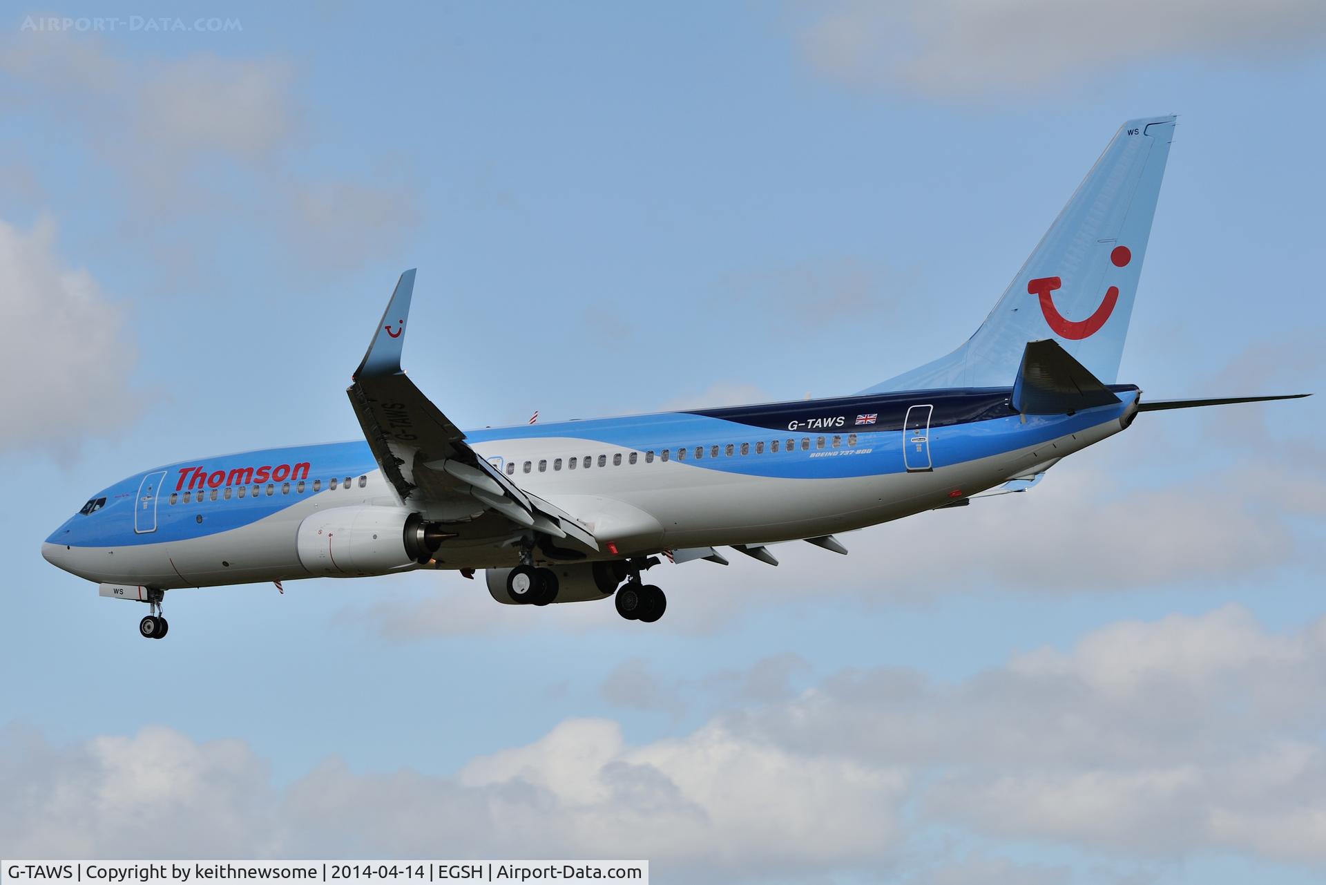 G-TAWS, 2014 Boeing 737-8K5 C/N 37241, Arriving from Tenerife.