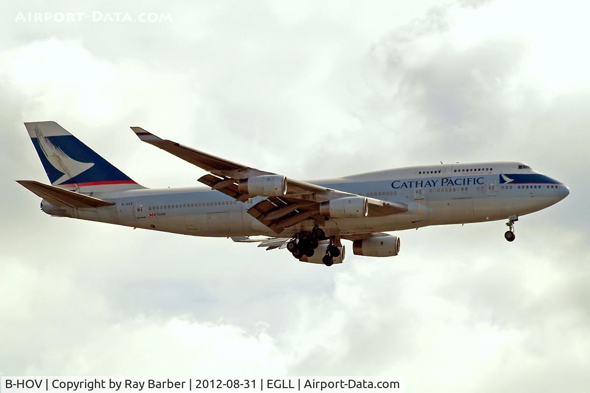 B-HOV, 1991 Boeing 747-467 C/N 25082, Boeing 747-467 [25082] (Cathay Pacific) Home~G 31/08/2012. On approach 27L.
