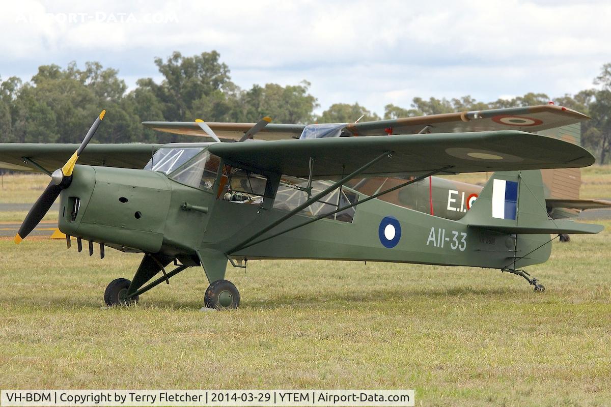 VH-BDM, 1942 Taylorcraft E Auster 3 C/N 639, At Temora Airport during the 40th Anniversary Fly-In of the Australian Antique Aircraft Association