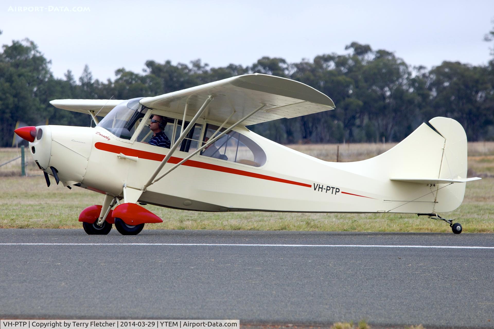 VH-PTP, 1958 American Champion 7EC C/N 654, At Temora Airport during the 40th Anniversary Fly-In of the Australian Antique Aircraft Association