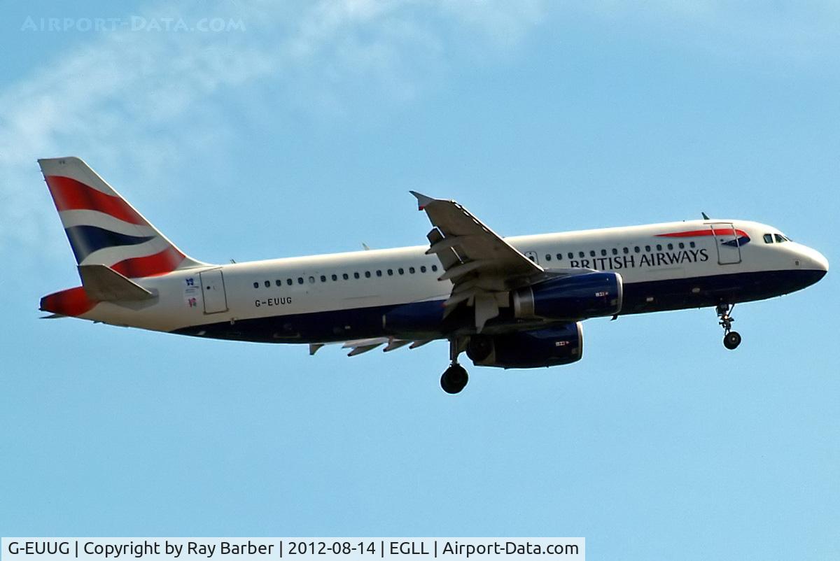 G-EUUG, 2002 Airbus A320-232 C/N 1829, Airbus A320-232 [1829] (British Airways) Home~G 14/08/2012. On approach 27L.