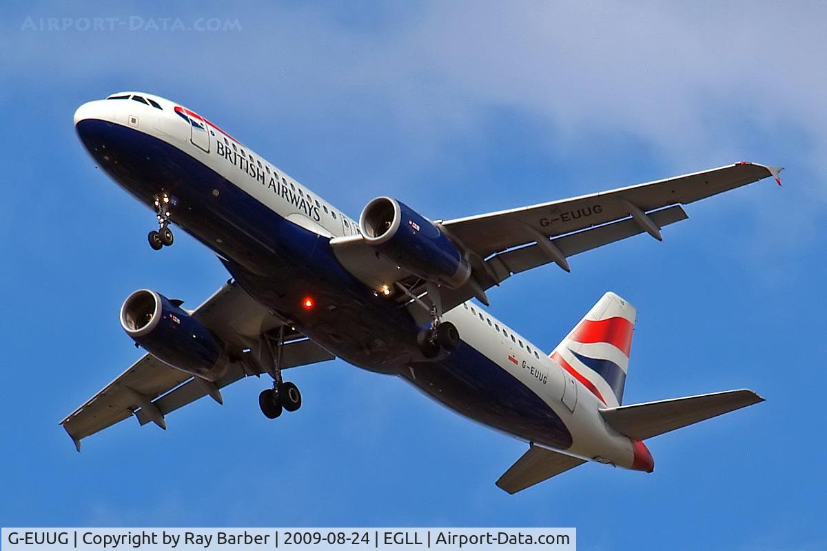 G-EUUG, 2002 Airbus A320-232 C/N 1829, Airbus A320-232 [1829] (British Airways) Home~G 24/08/2009. On approach 27R.