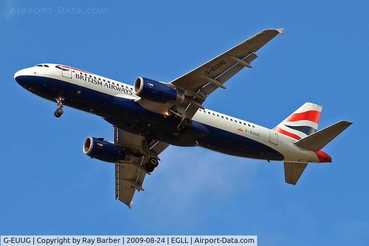 G-EUUG, 2002 Airbus A320-232 C/N 1829, Airbus A320-232 [1829] (British Airways) Home~G 24/08/2009. On approach 27R.