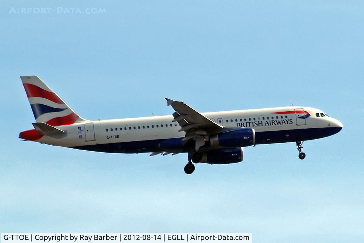 G-TTOE, 2002 Airbus A320-232 C/N 1754, Airbus A320-232 [1754] (British Airways) Home~G 14/08/2012. On approach 27L.