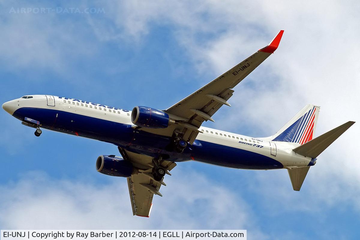 EI-UNJ, 2011 Boeing 737-86J C/N 37761, Boeing 737-86J [36883] (Transaero Airlines) Home~G 14/08/2012. On approach 27R.