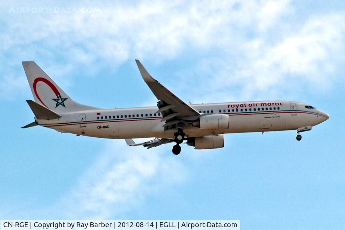 CN-RGE, 2011 Boeing 737-86N C/N 36822, Boeing 737-8B6 [36822] (Royal Air Maroc) Home~G 14/08/2012. On approach 27L.