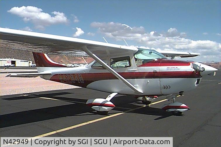N42949, 1968 Cessna 182L Skylane C/N 18259263, On the ramp at St George (old airport, now closed), UT in the mid-90's