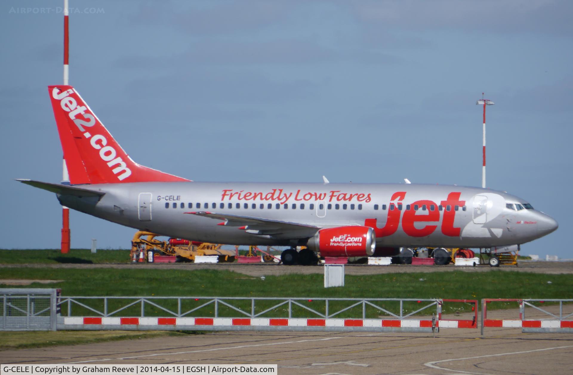 G-CELE, 1988 Boeing 737-33A C/N 24029, Parked at Norwich.