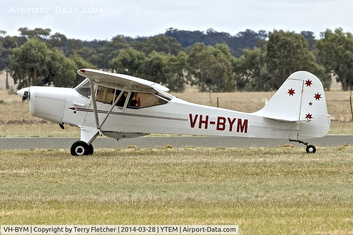VH-BYM, 1952 Taylorcraft J Auster 5 C/N 1772, At Temora Airport during the 40th Anniversary Fly-In of the Australian Antique Aircraft Association