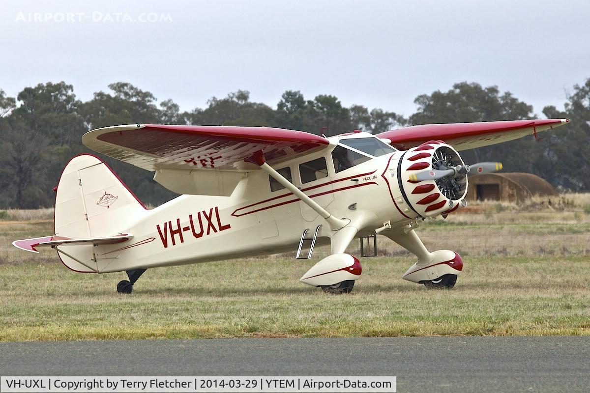 VH-UXL, 1936 Stinson SR-8C Reliant C/N 9766, At Temora Airport during the 40th Anniversary Fly-In of the Australian Antique Aircraft Association