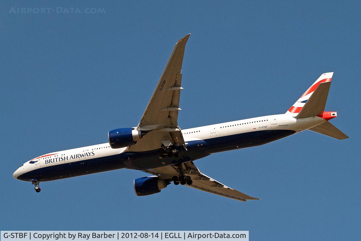 G-STBF, 2012 Boeing 777-336/ER C/N 40543, Boeing 777-336ER [40543] (British Airways) Home~G 14/08/2012. On approach 27R.