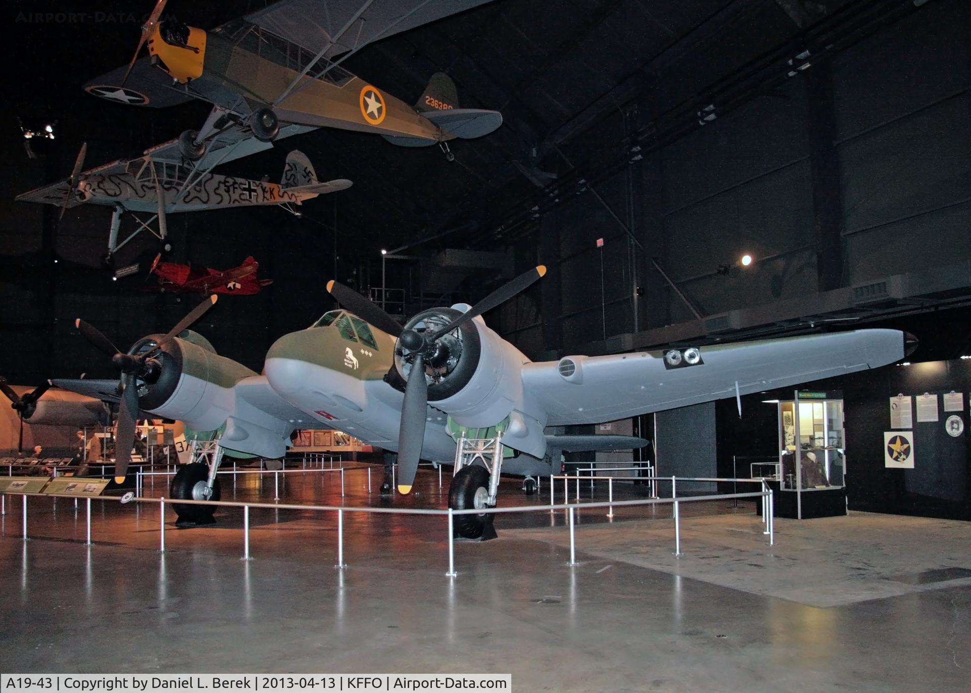 A19-43, 1942 Bristol Beaufighter IC C/N 0000, This aircraft is painted as a US machine, KV912.  It was built by Fairey in 1942 as T5049 for the RAF but served with the Royal Australian Air Force as A19-43.
