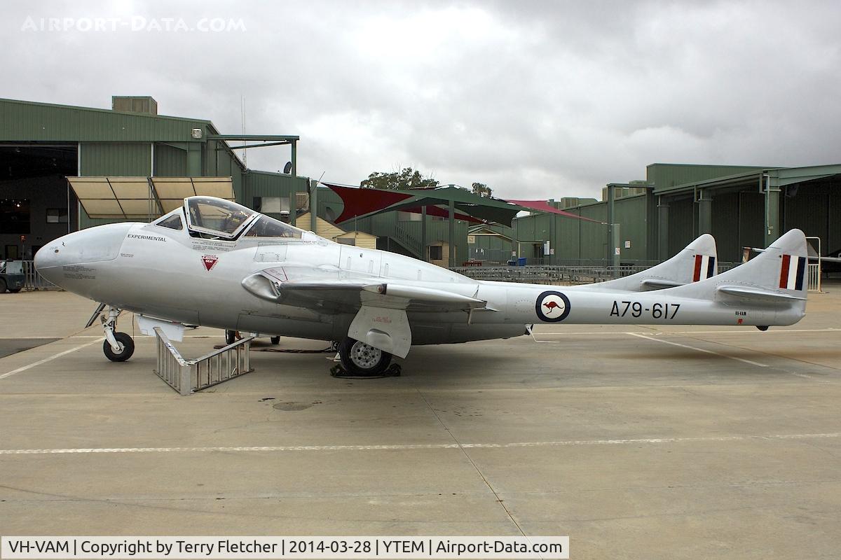 VH-VAM, 1958 De Havilland Australia DH-115 Vampire T.35 C/N DHA4139, Exhibited at the Temora Aviation Museum in New South Wales , Australia