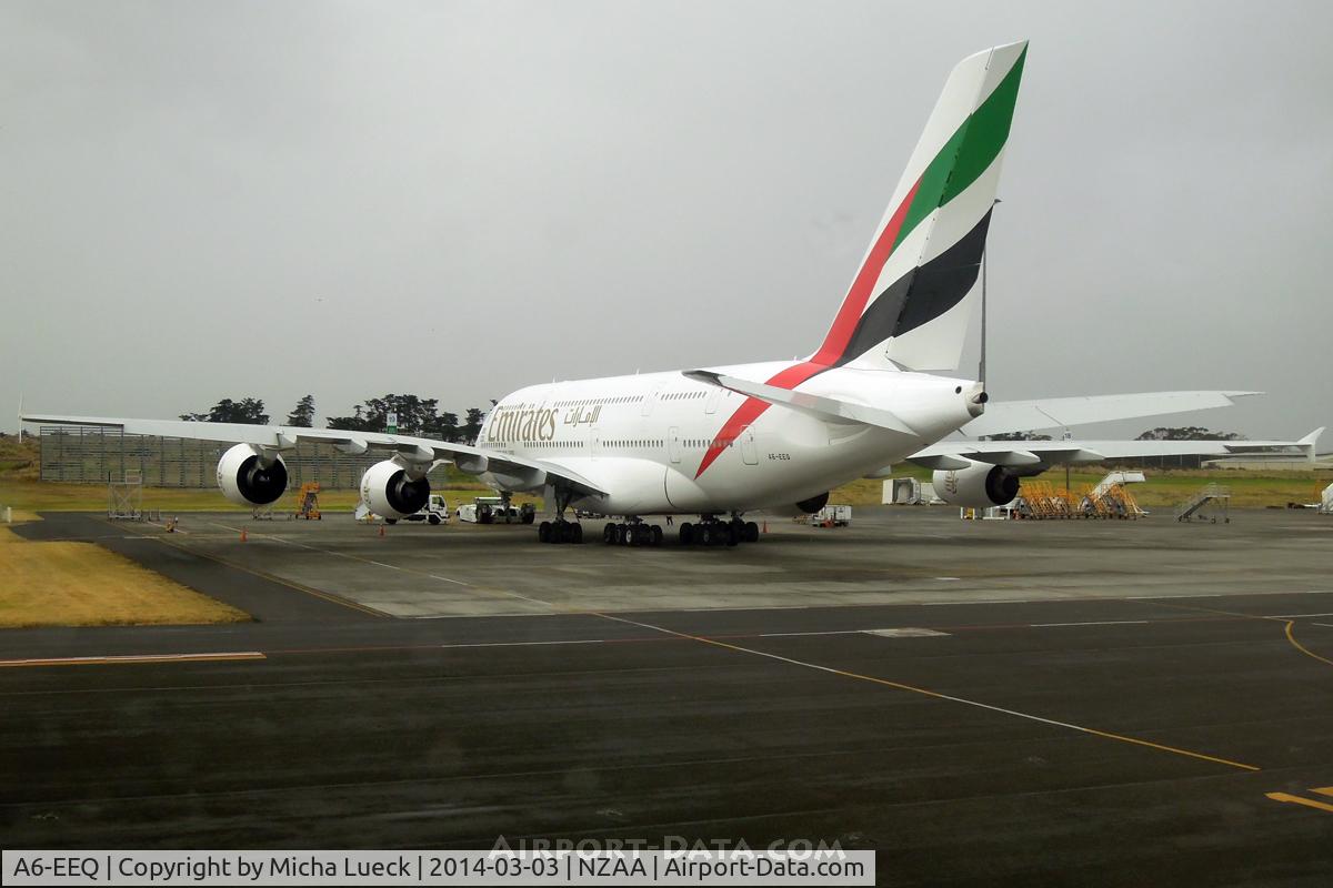 A6-EEQ, 2013 Airbus A380-861 C/N 141, Rainy day in Auckland