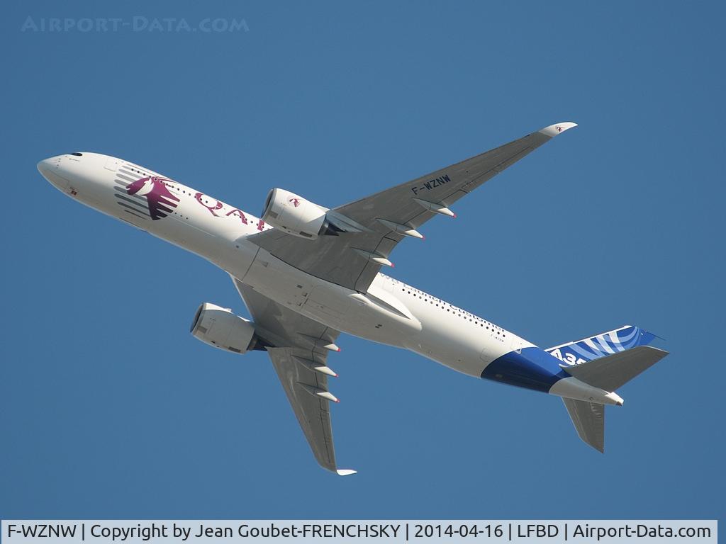 F-WZNW, 2013 Airbus A350-941 C/N 004, Qatar colors for AIB28NW, take off 05, 5000 feets, shooting in my garden....