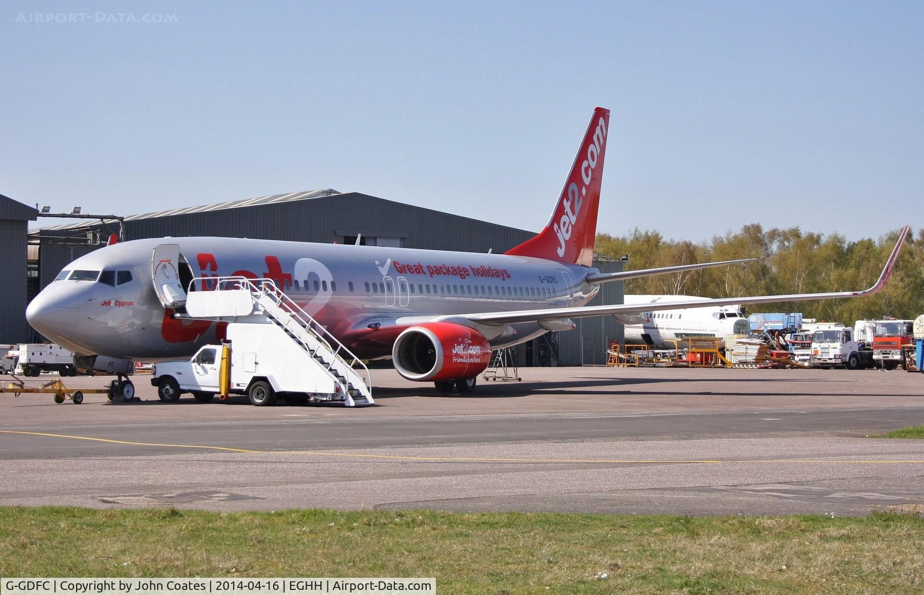 G-GDFC, 1998 Boeing 737-8K2 C/N 28375, Paint repairs just carried out to reported belly scratches