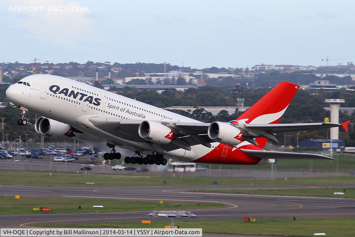 VH-OQE, 2009 Airbus A380-842 C/N 027, away from 34L