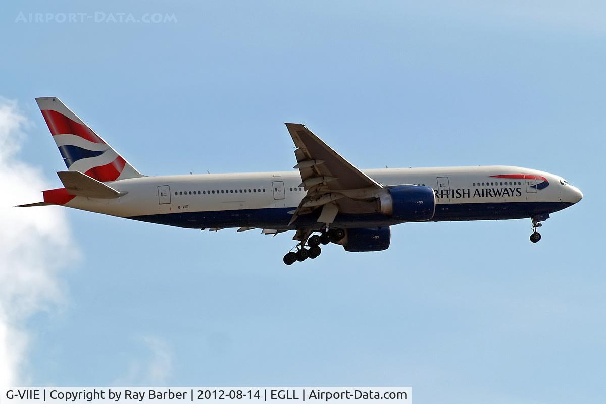 G-VIIE, 1997 Boeing 777-236 C/N 27487, Boeing 777-236ER [27487] (British Airways) Home~G 14/08/2012. On approach 27L.