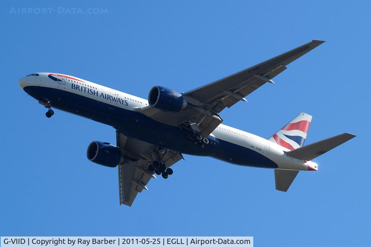 G-VIID, 1997 Boeing 777-236 C/N 27486, G-VIID   Boeing 777-236ER [27486] (British Airways) Home~G 25/05/2011. On approach 27R.