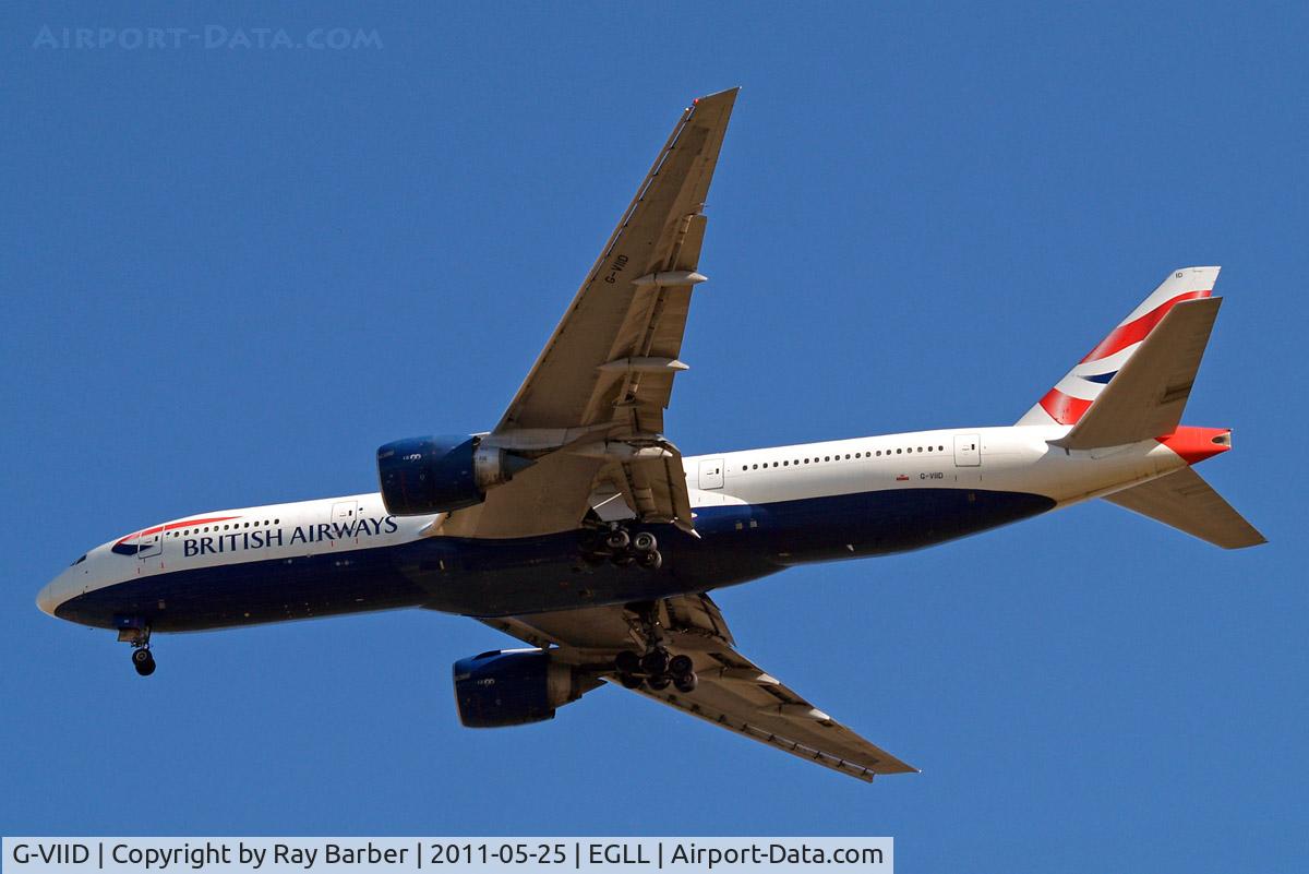 G-VIID, 1997 Boeing 777-236 C/N 27486, G-VIID   Boeing 777-236ER [27486] (British Airways) Home~G 25/05/2011. On approach 27R.