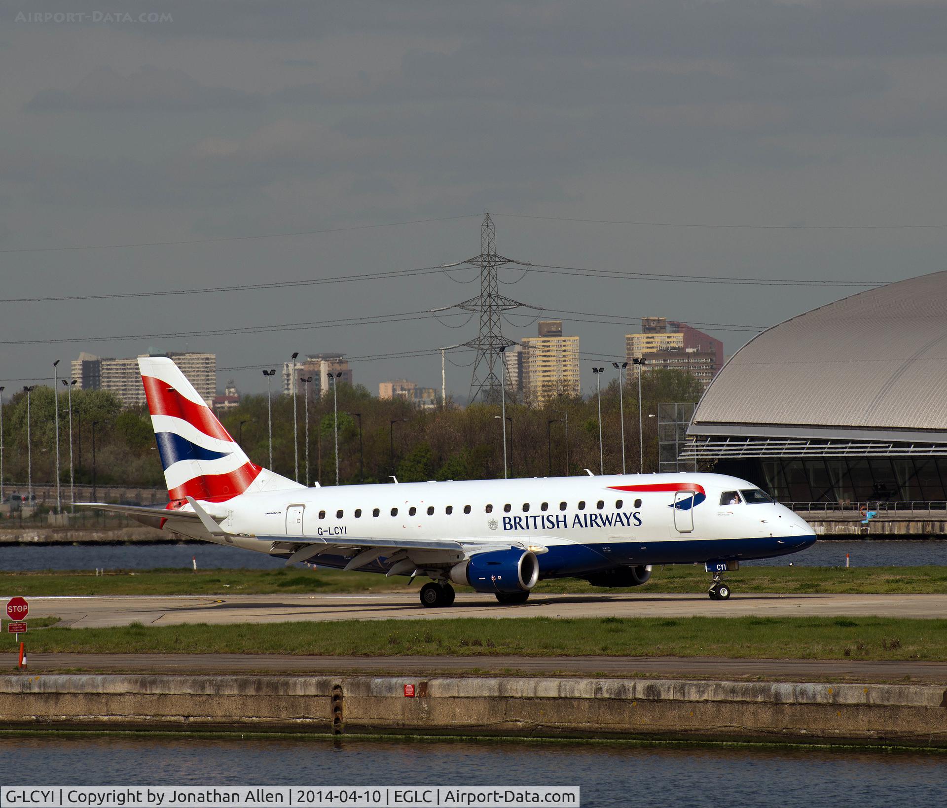 G-LCYI, 2010 Embraer 170STD (ERJ-170-100STD) C/N 17000305, Taxing for departure from London City.