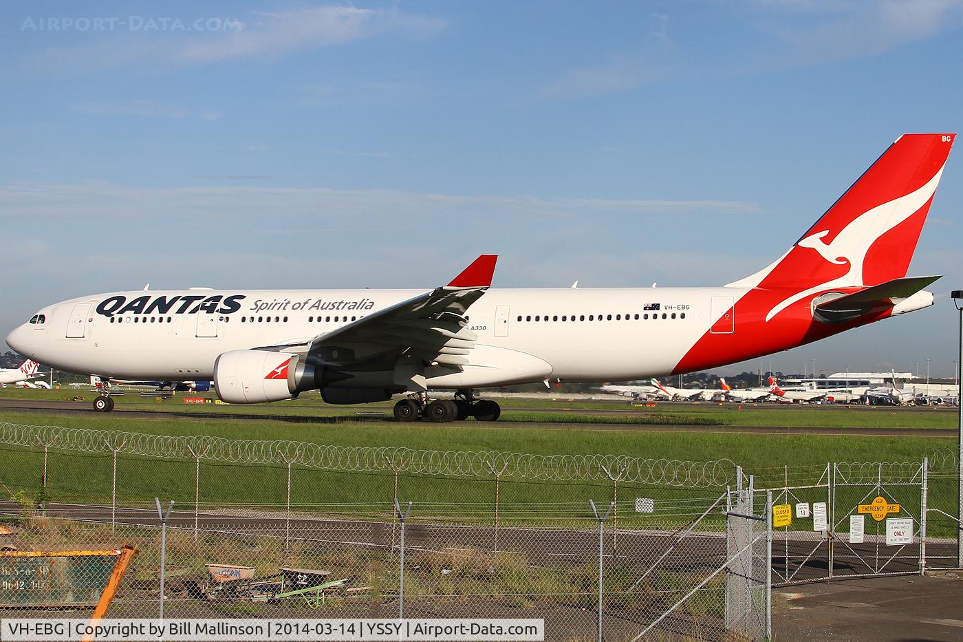VH-EBG, 2007 Airbus A330-202 C/N 887, taxiing to 34R