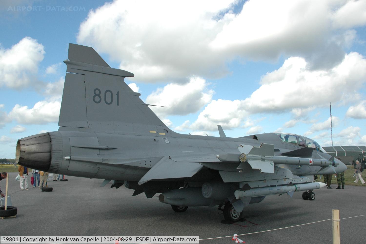 39801, 1997 Saab JAS-39B Gripen C/N 39-801, Saab JAS39B Gripen trainer of the Swedish Air Force at Ronneby Air Base.