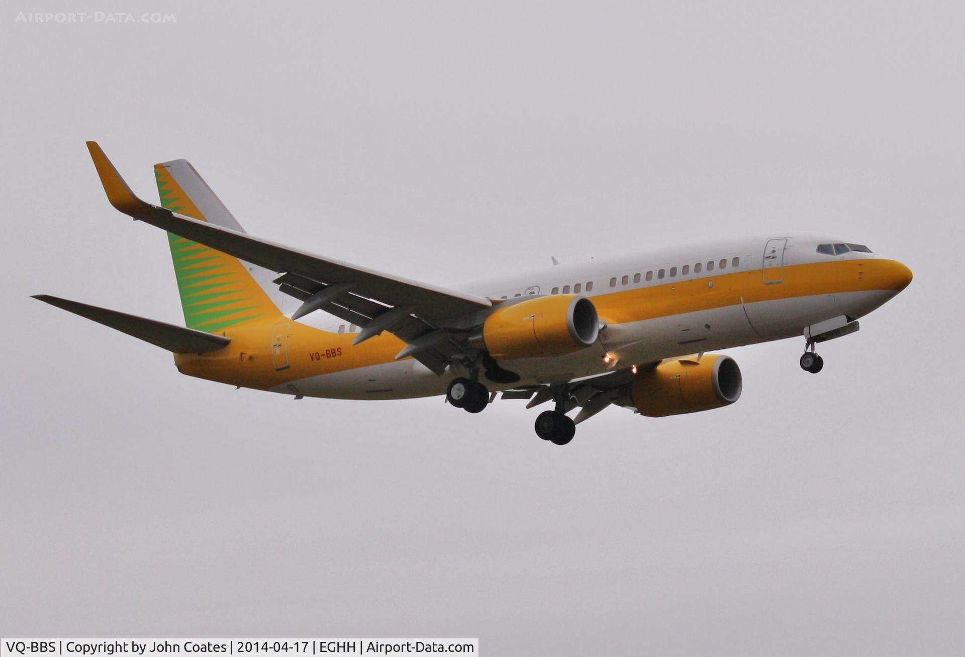 VQ-BBS, 2005 Boeing 737-7AK BBJ C/N 34303, ex HB-JJA arriving from Moscow