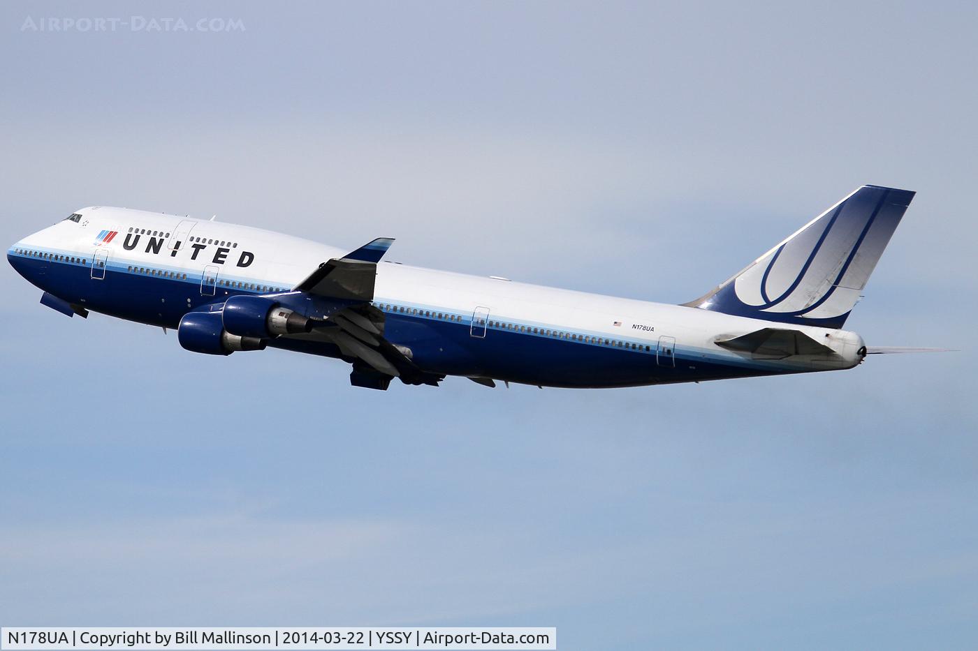 N178UA, 1990 Boeing 747-422 C/N 24385, away to SFO