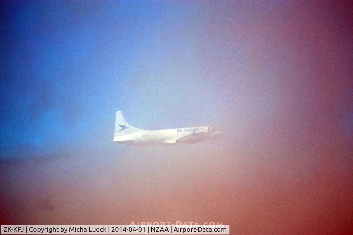 ZK-KFJ, Convair 580/F C/N 114, Disappearing into the fog