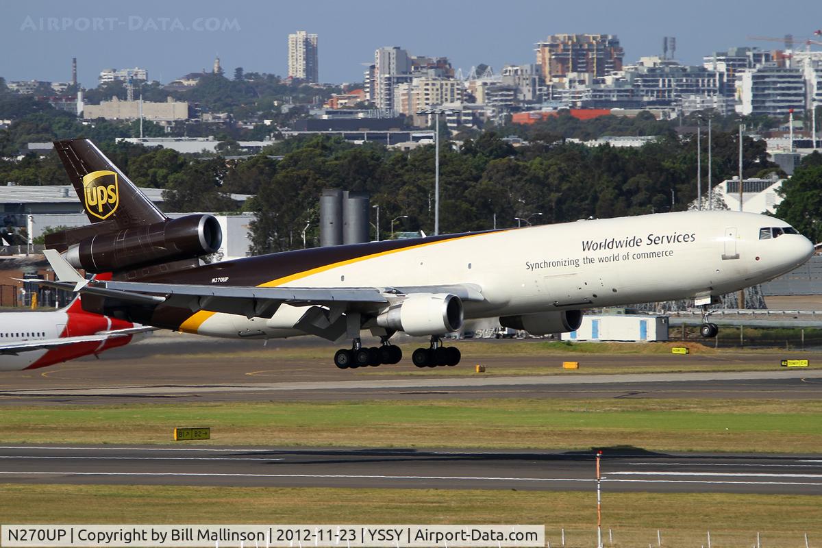 N270UP, 1994 McDonnell Douglas MD-11F C/N 48576, ready to touch 16R