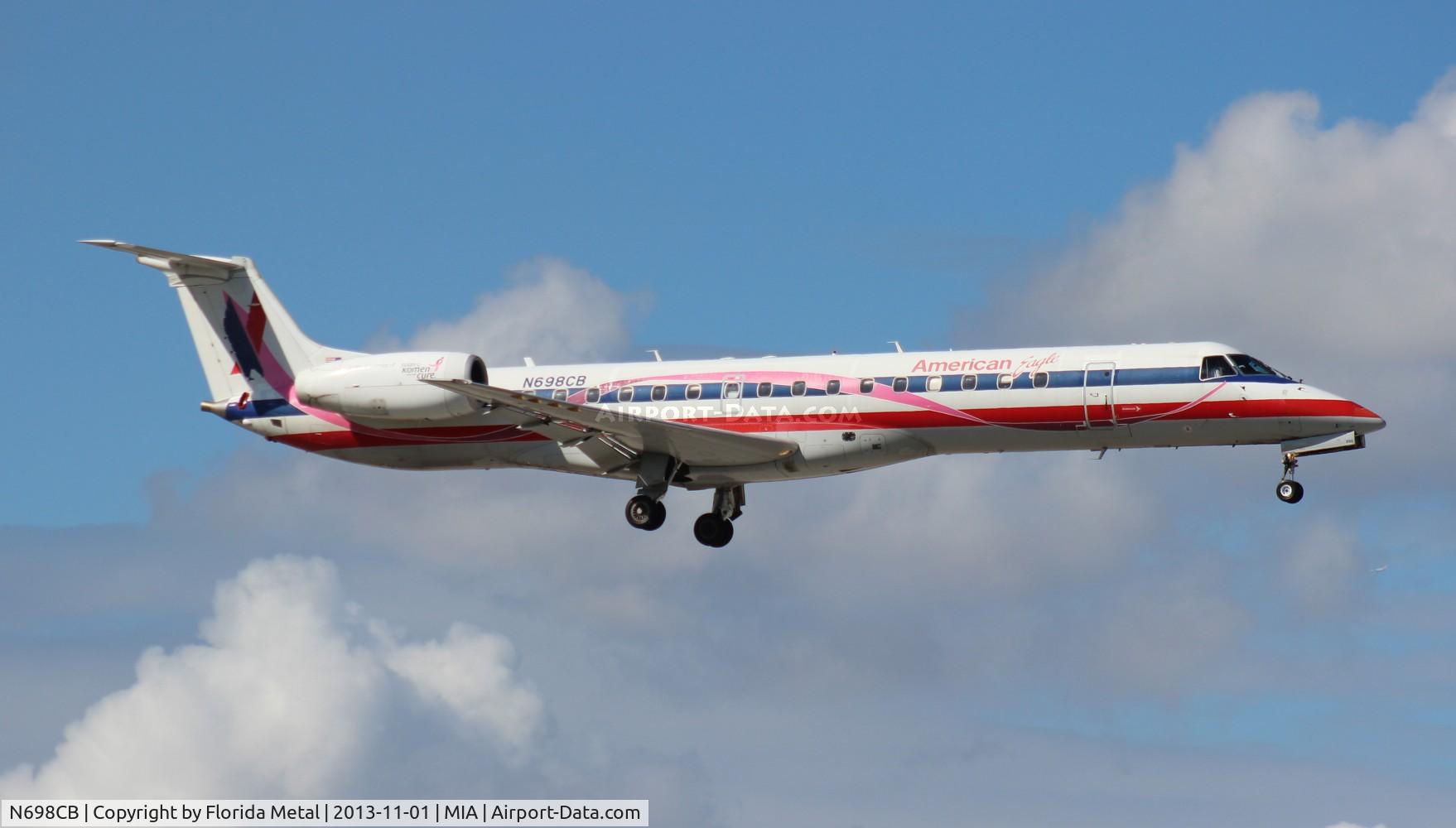 N698CB, 2004 Embraer ERJ-145LR (EMB-145LR) C/N 14500877, American Eagle Breast Cancer Awareness E145LR
