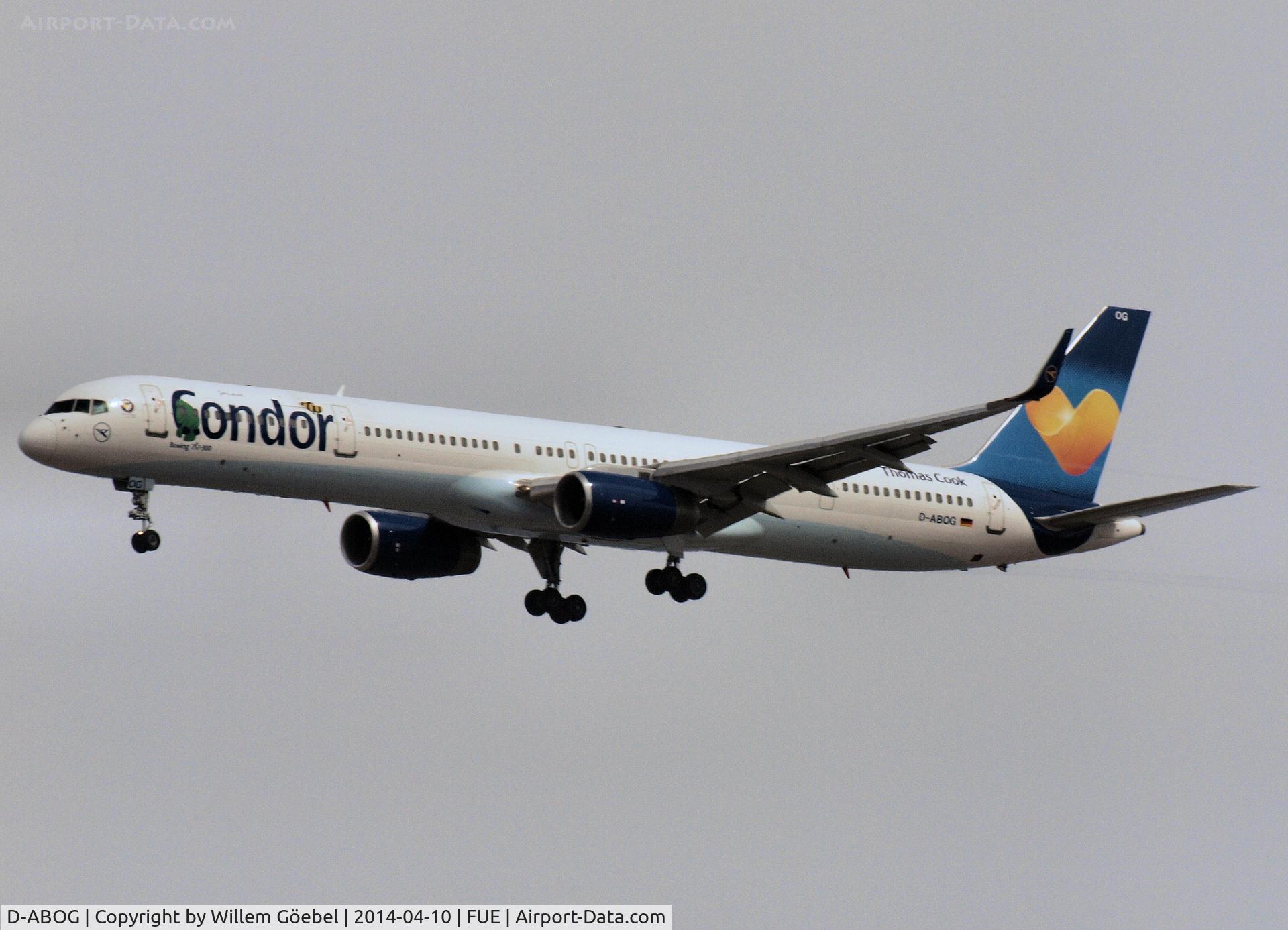 D-ABOG, 1999 Boeing 757-330 C/N 29014, Prepare for landing on Fuertefentura Airport